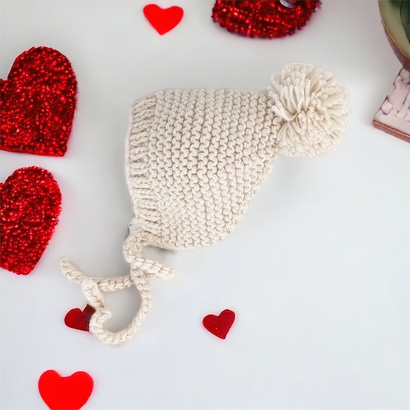 Knit Bonnet & Blanket Set Natural