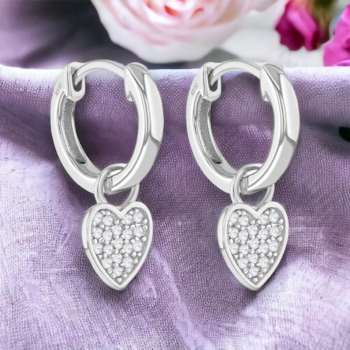 Heart Charm Hoop Earrings