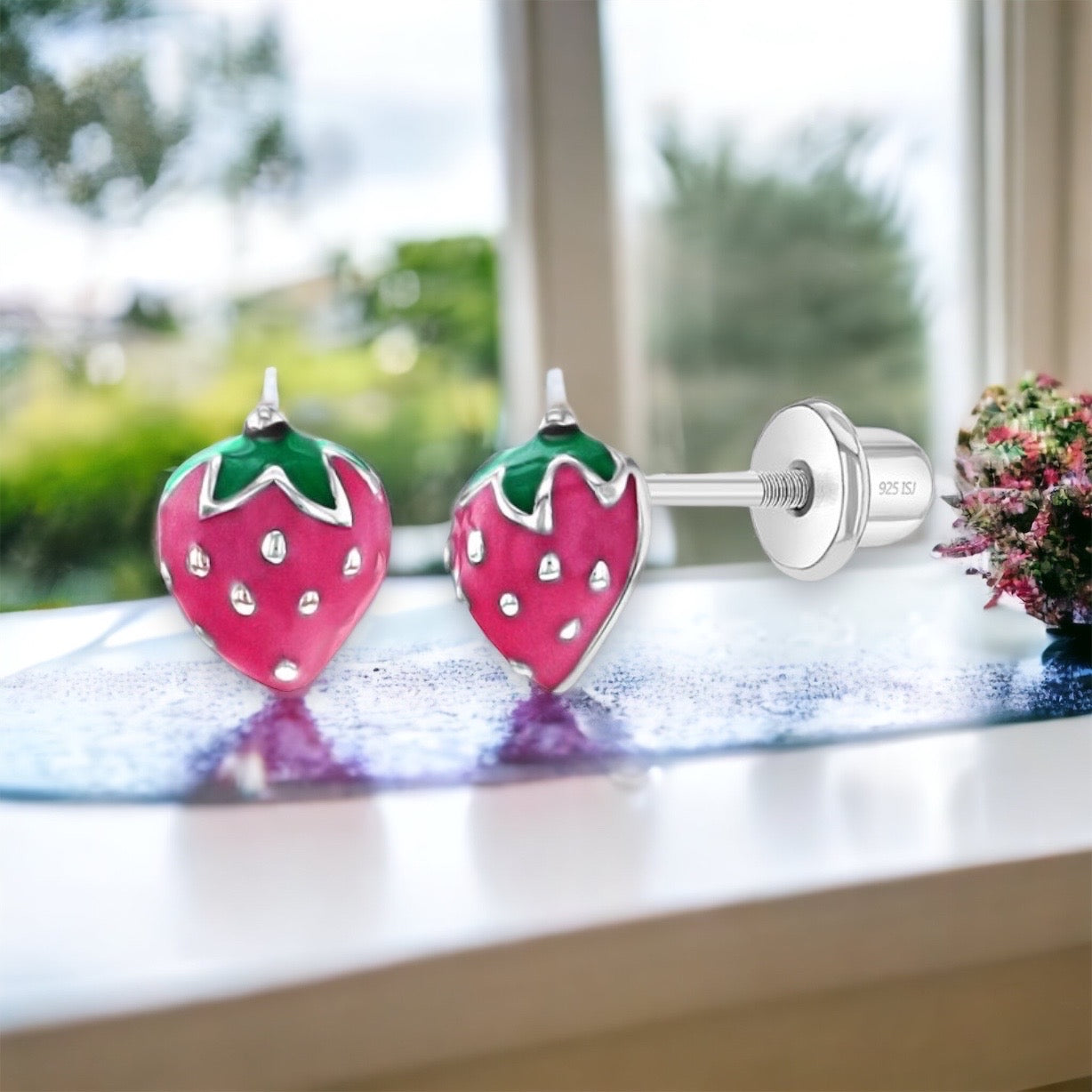 Summer Strawberry Toddler Earrings
