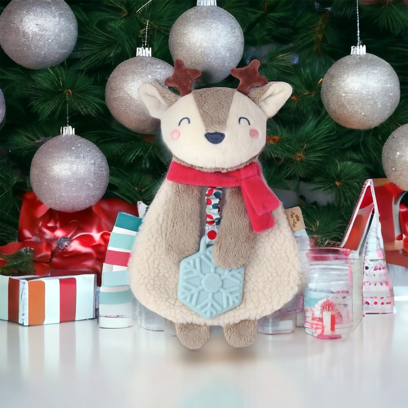 Itzy Lovey Holiday Reindeer Plush and Teether