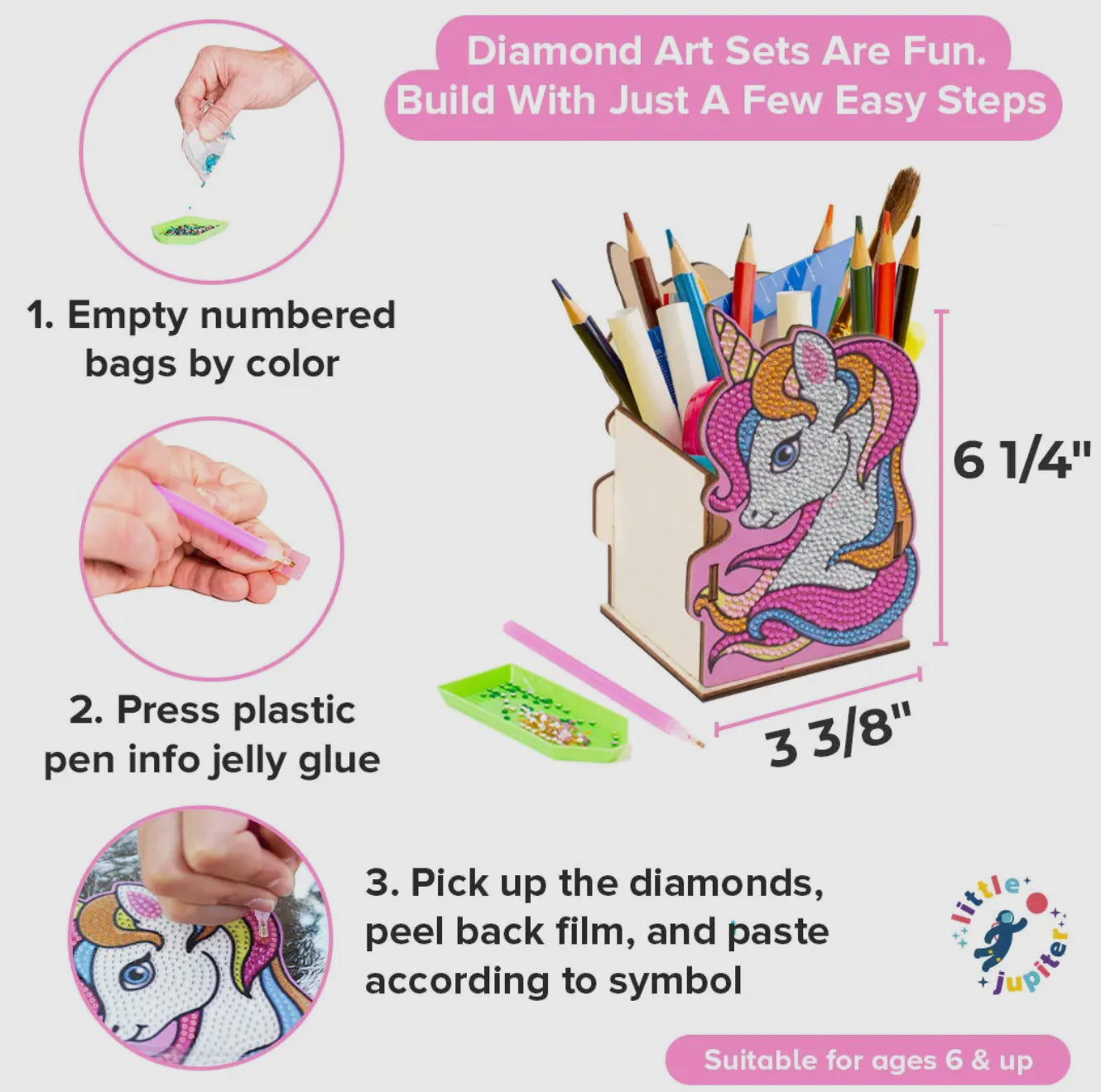 DIY Diamond Art Pencil Holder Pink Unicorn