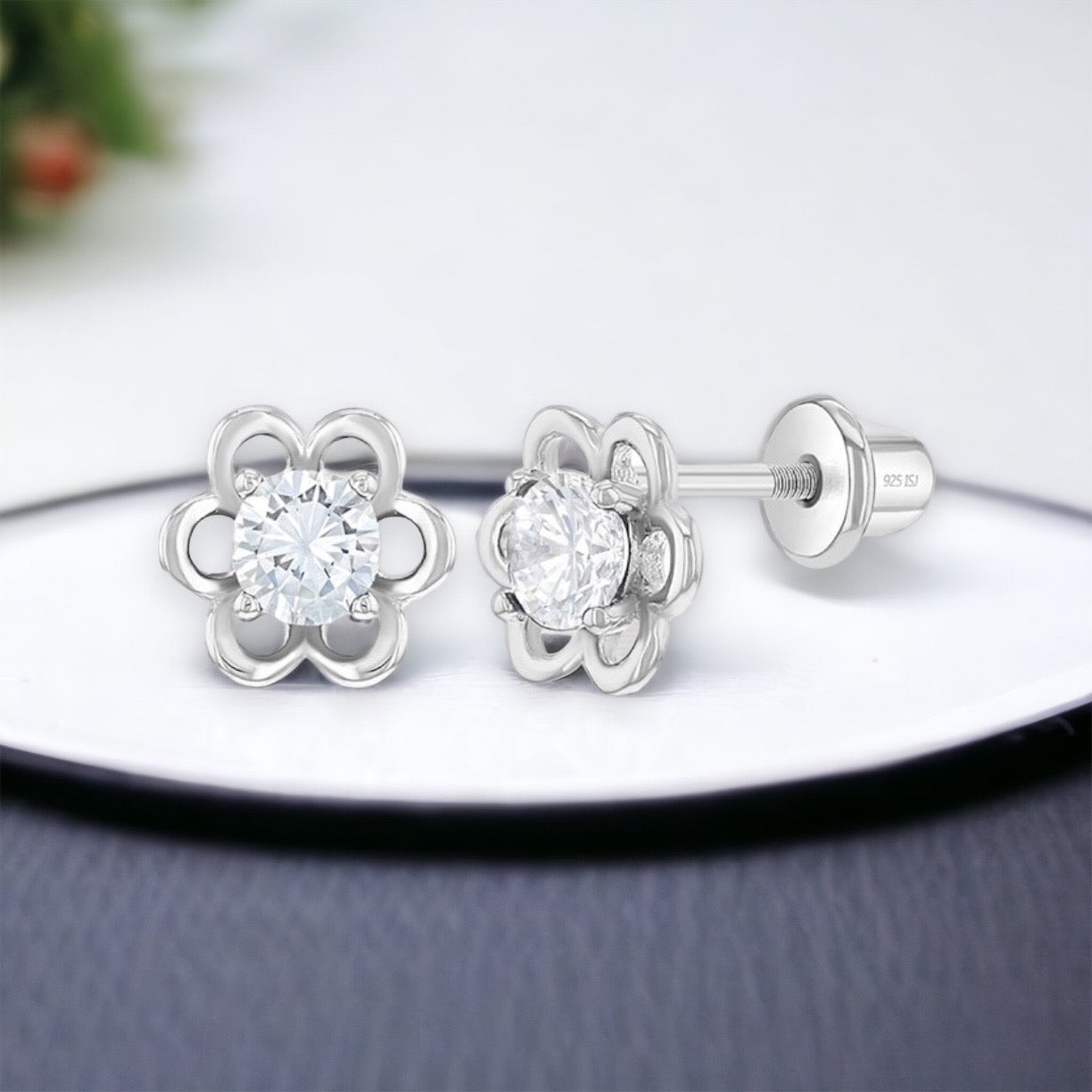 Sterling Silver Solitaire Earrings