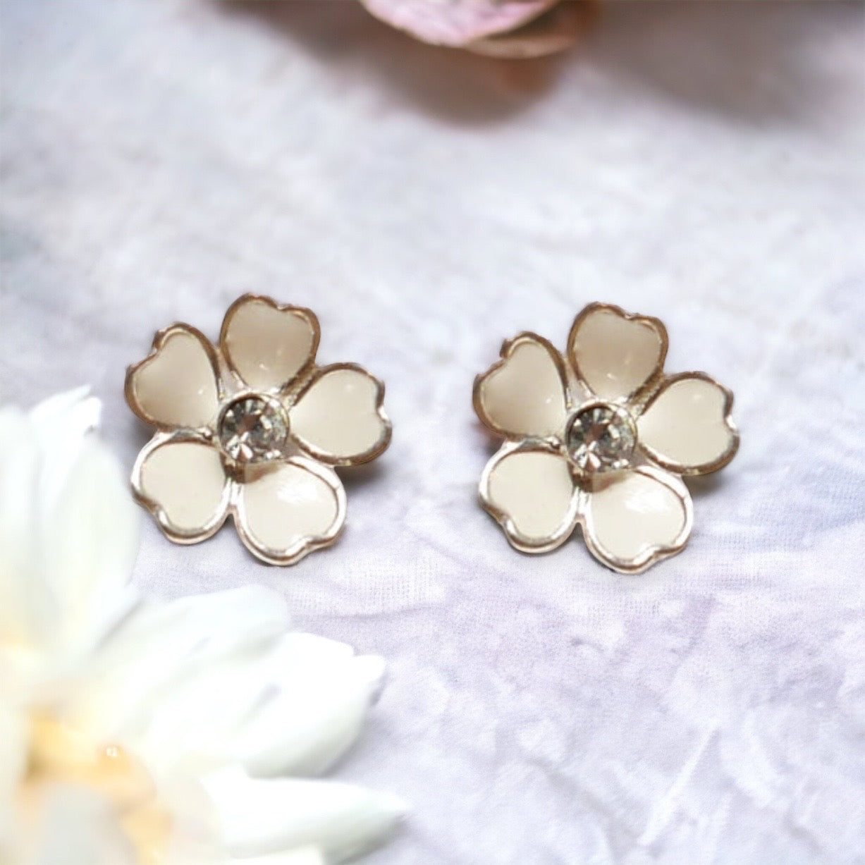 White Flower Earrings