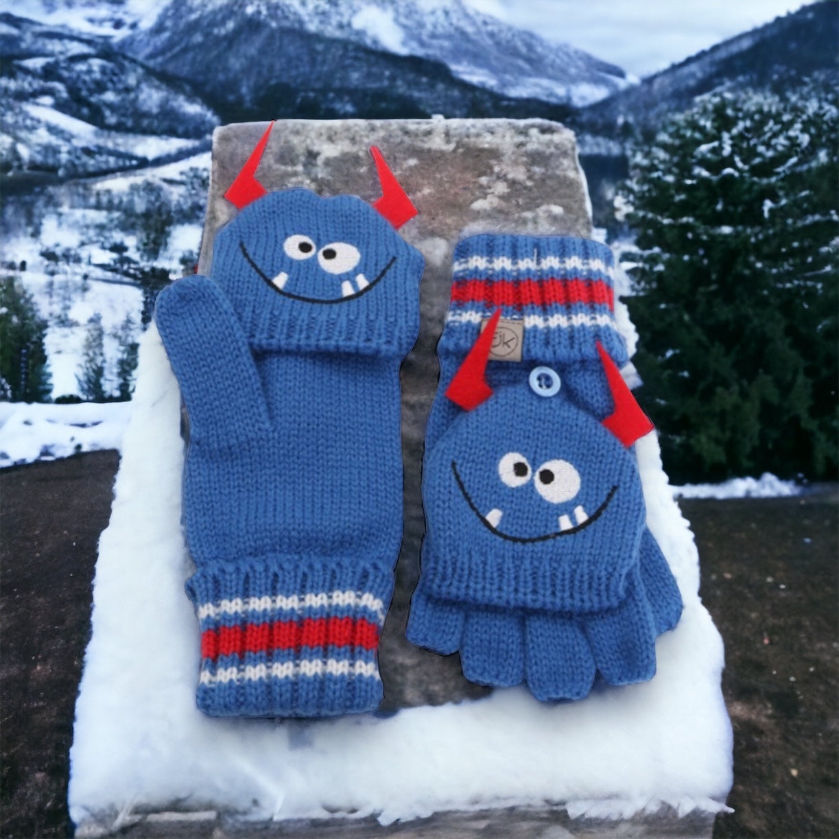 Monster Fingerless Gloves w/ Flap
