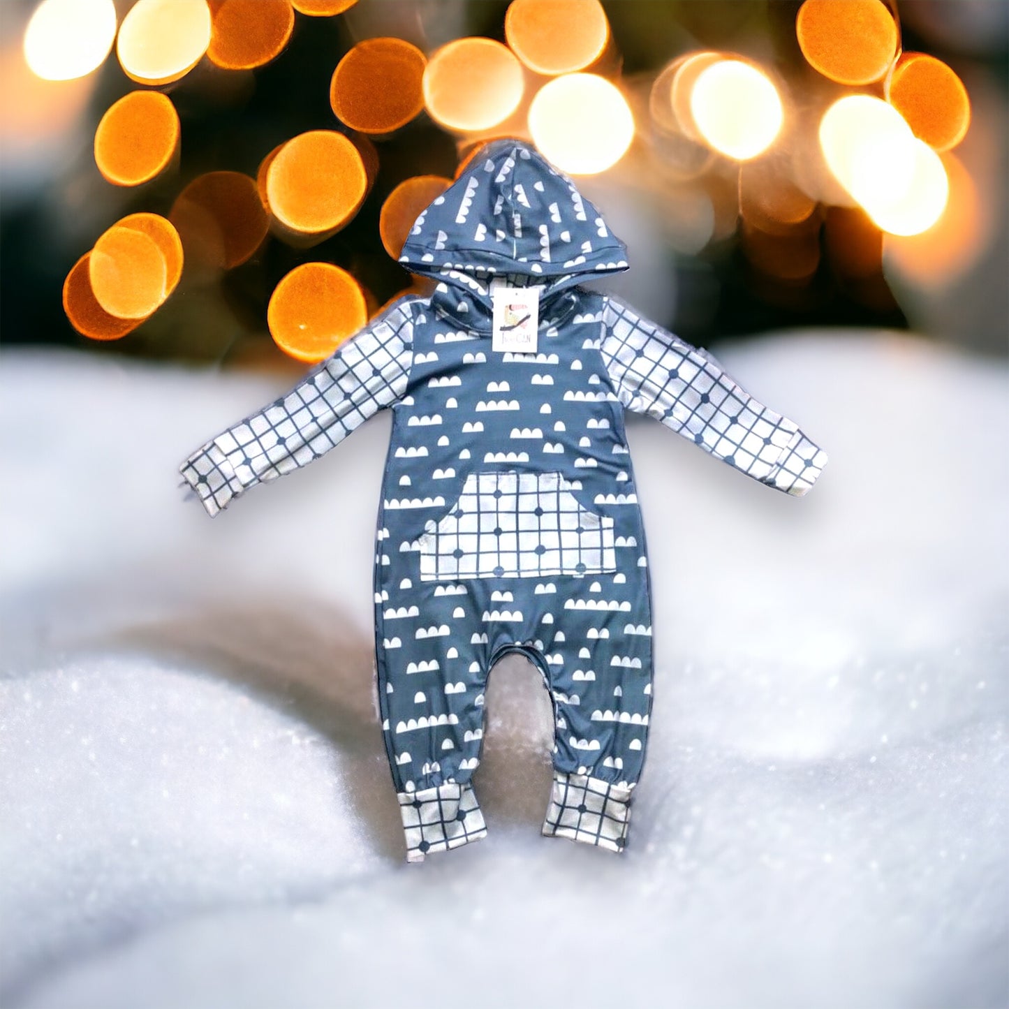 Gray Clouds Hooded Romper