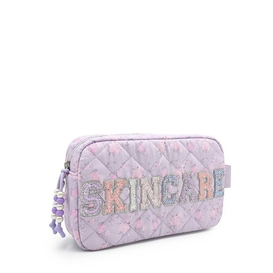 Skincare Quilted Floral Printed Pouch