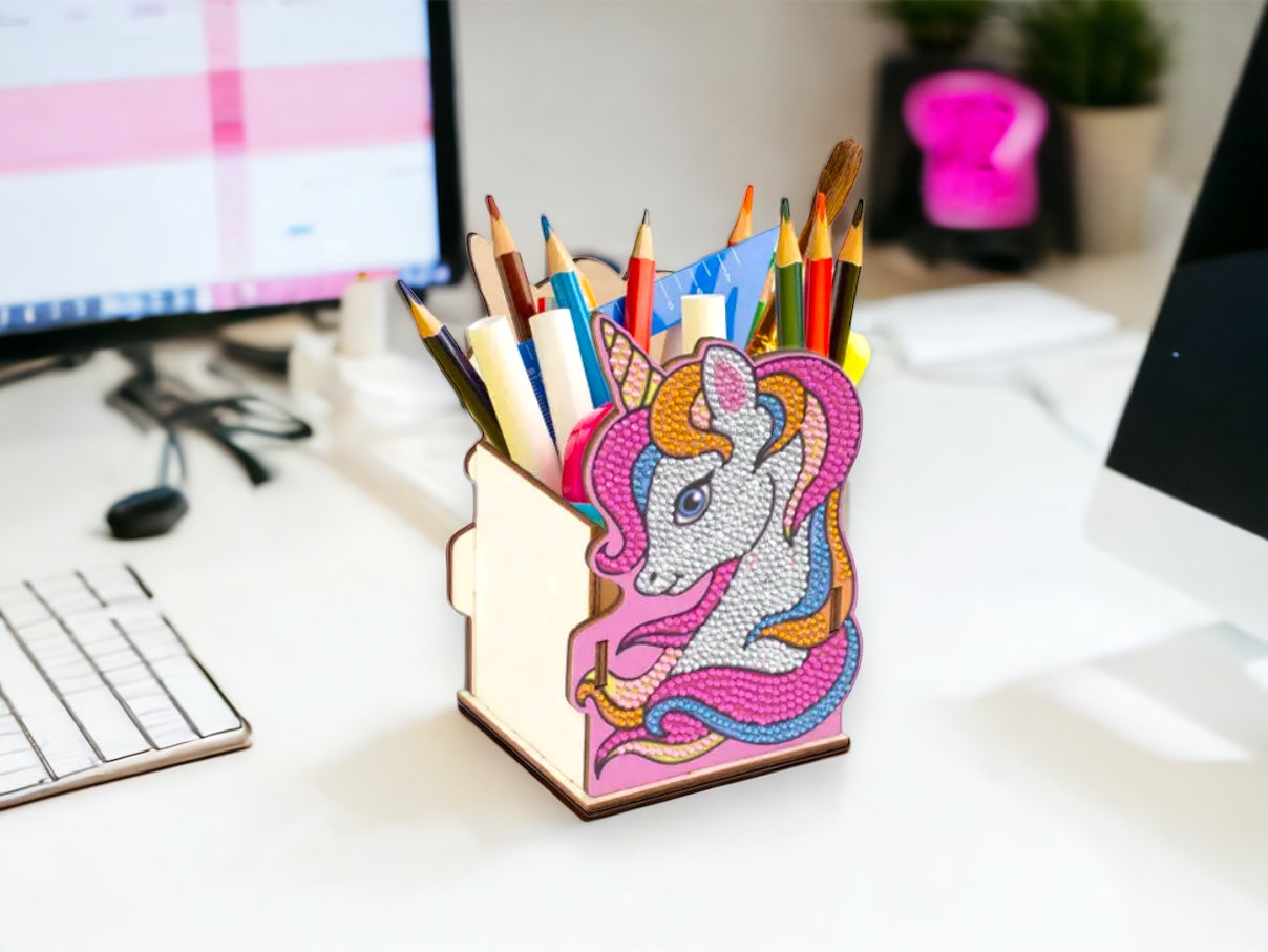DIY Diamond Art Pencil Holder Pink Unicorn
