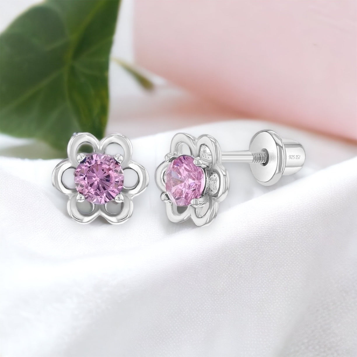 Sterling Silver Solitaire Earrings