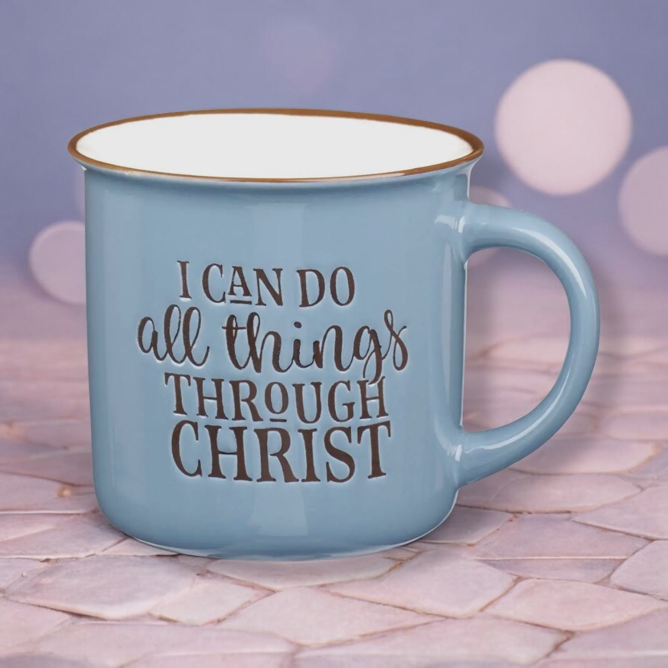 Mug Camp Blue/White All Things Through Christ ✨NEW