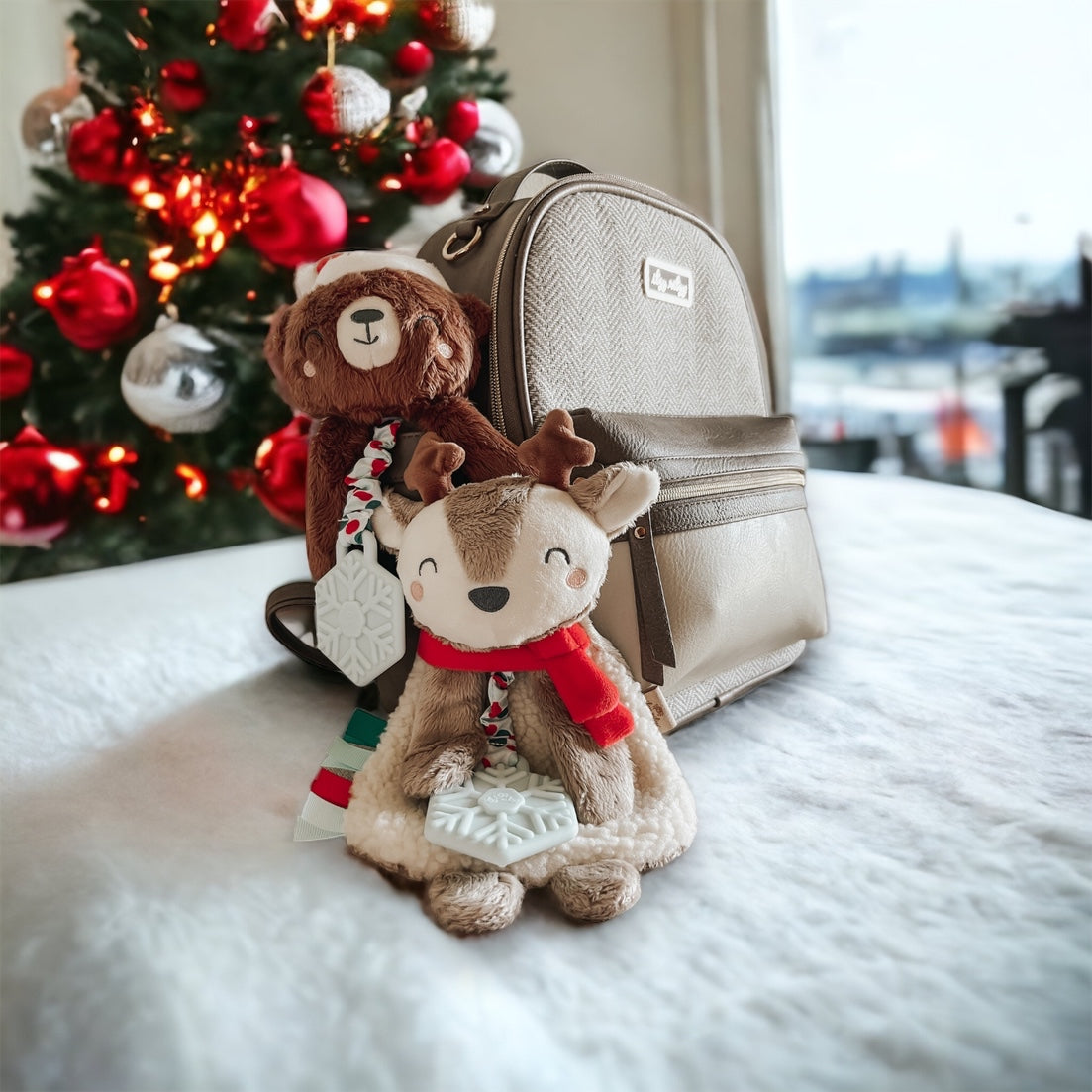 Itzy Lovey Holiday Reindeer Plush and Teether