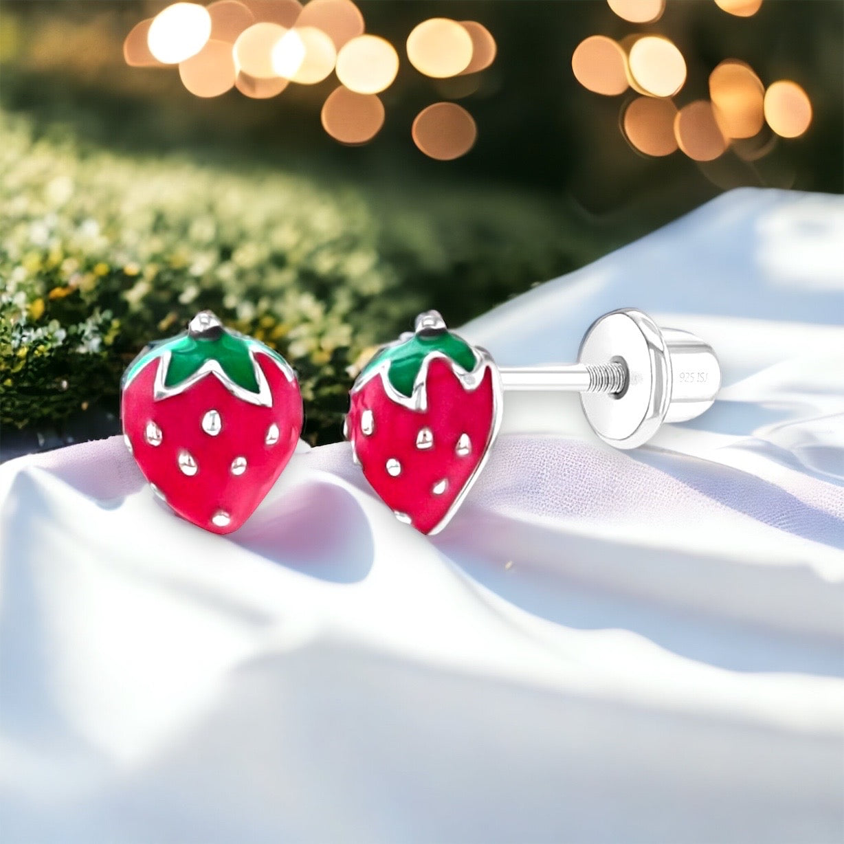 Summer Strawberry Toddler Earrings