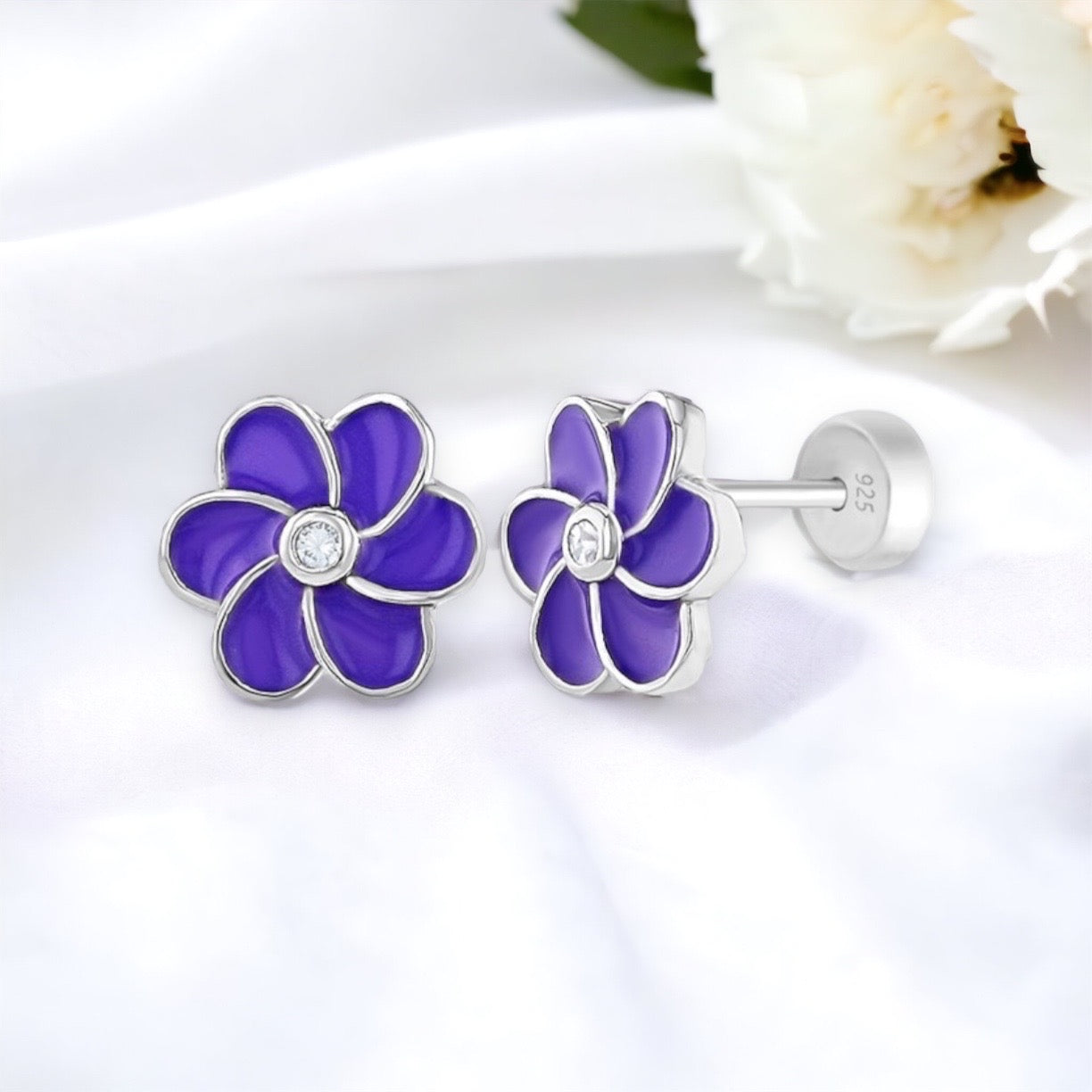Purple Daisy Toddler Earrings