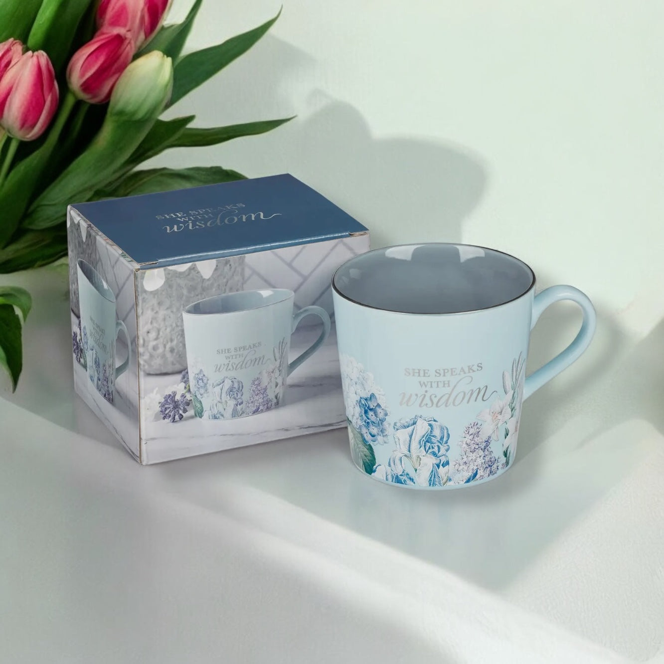 Blue Two-Tone Floral Wisdom Mug ✨NEW