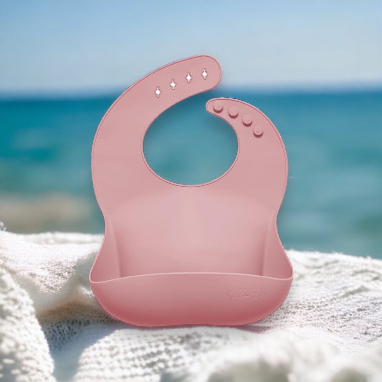 Silicone Roll Up Baby Bib (mauve)
