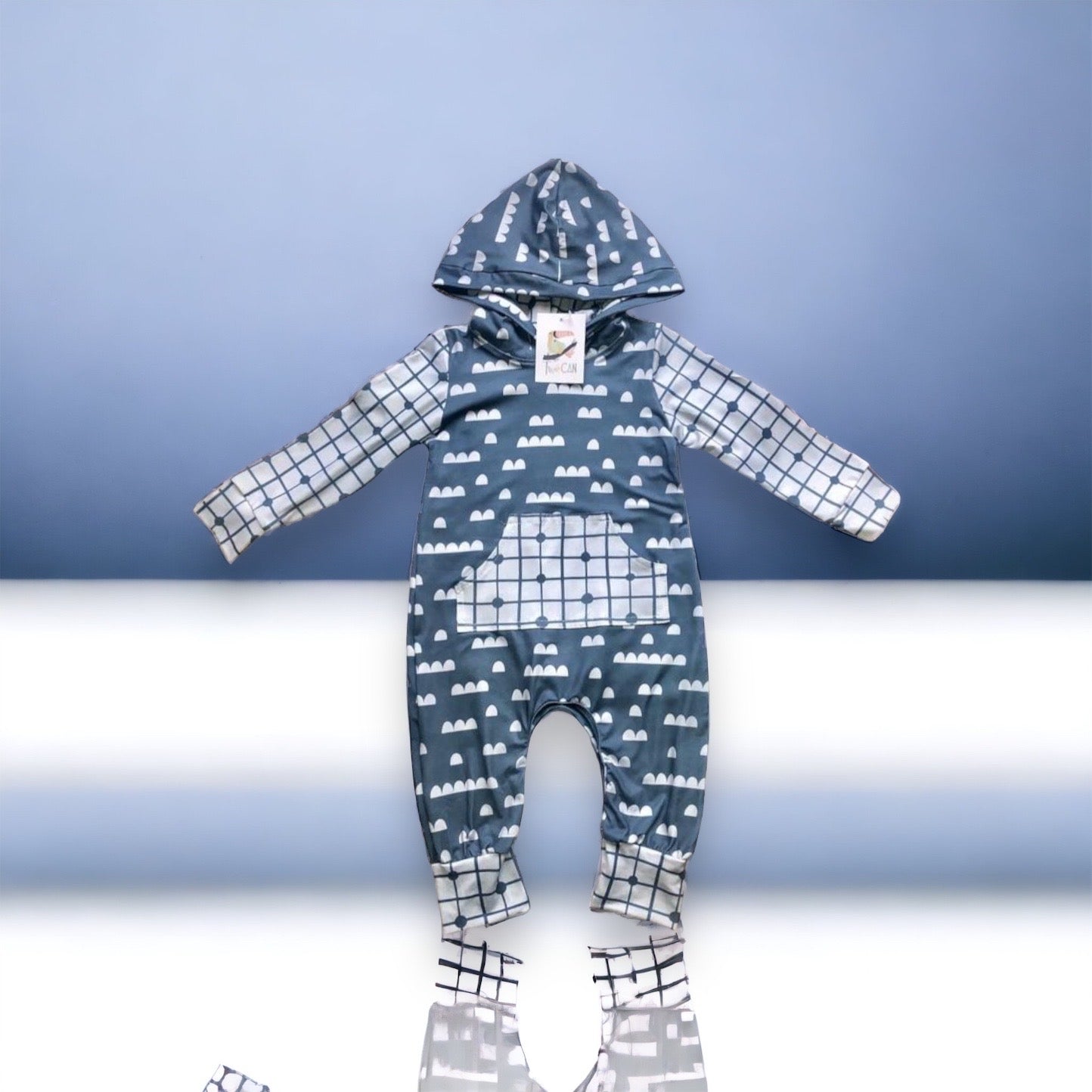 Gray Clouds Hooded Romper