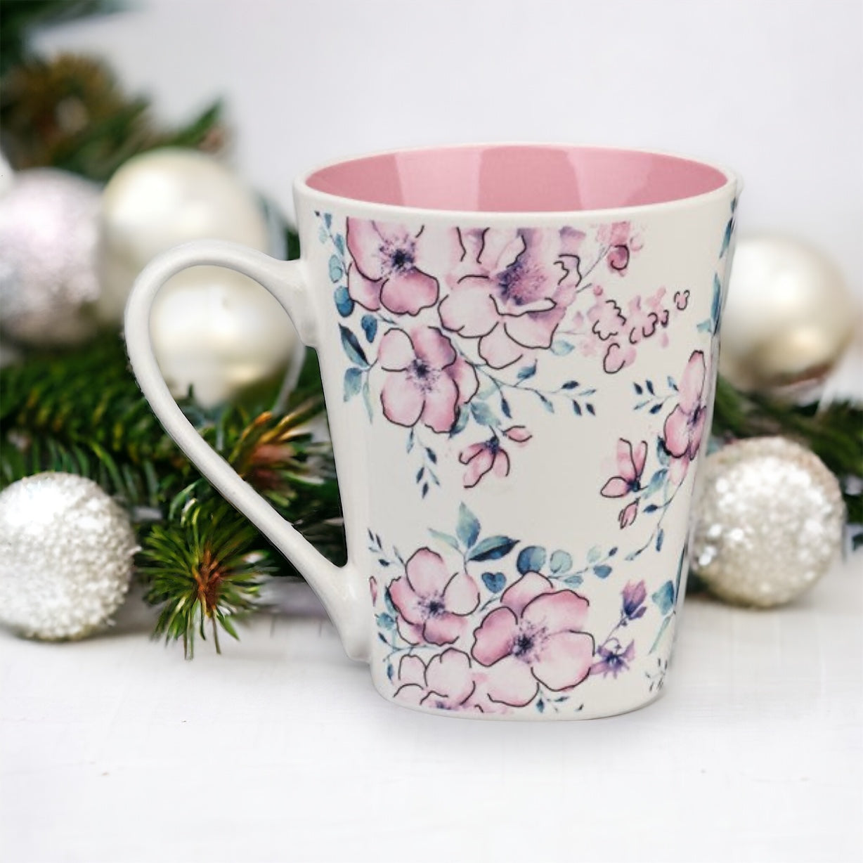 Trust in the Lord Pink Floral Latte Mug