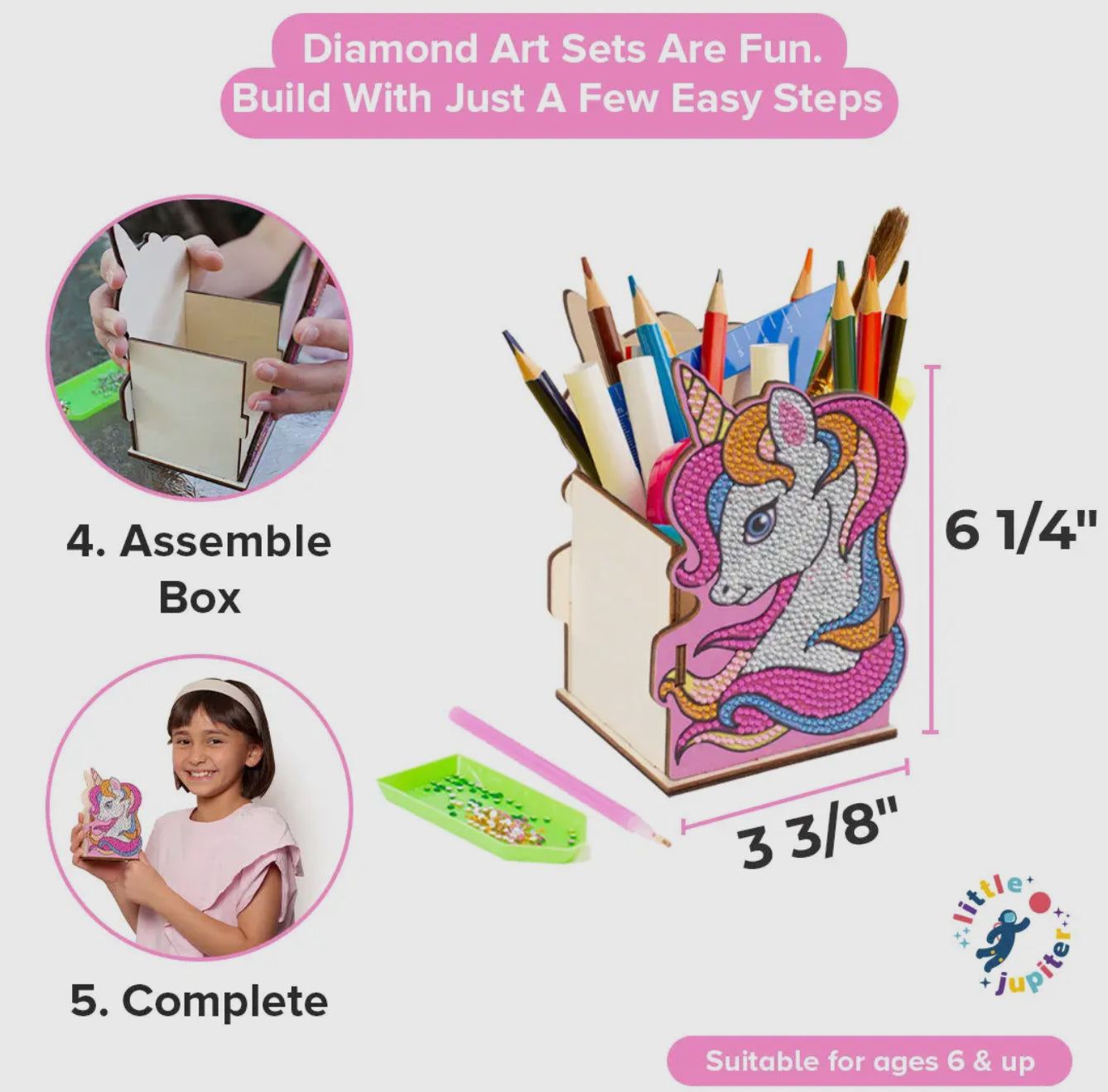 DIY Diamond Art Pencil Holder Pink Unicorn