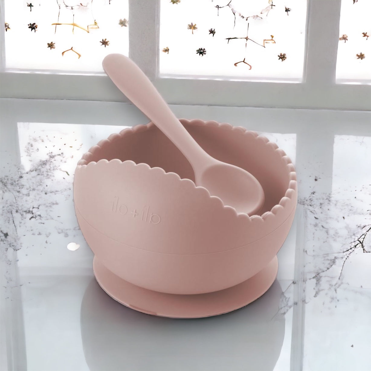 Wavy Bowl & Spoon Set (blush)