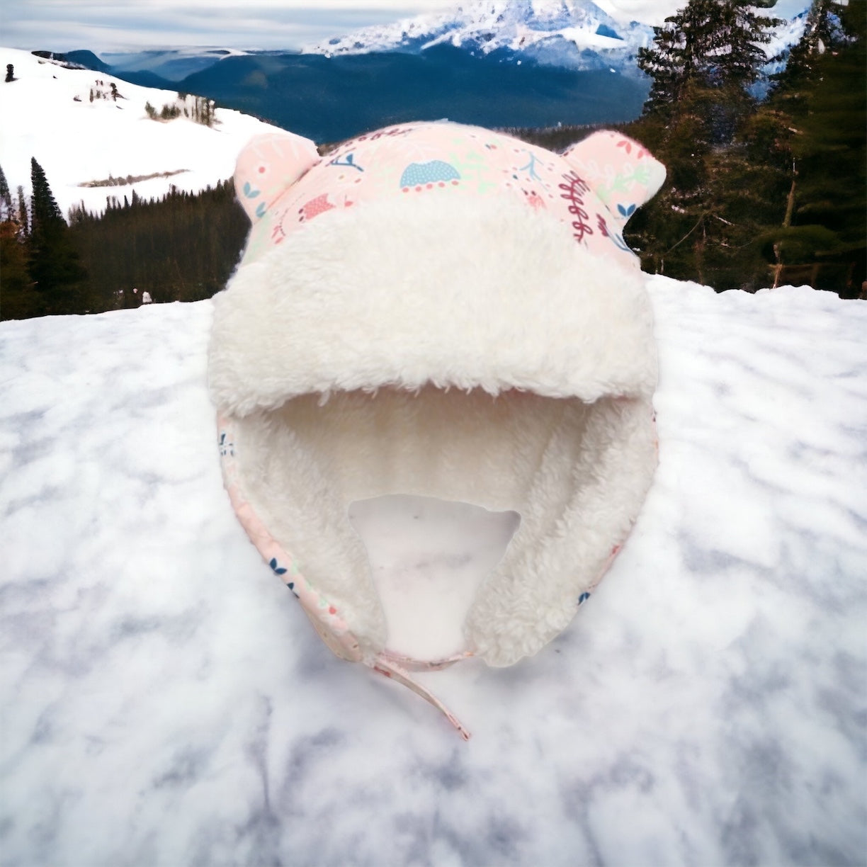 Trapper Hat Pink Floral