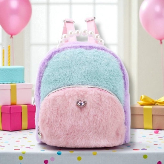 Plush Colorblocked Micro Mini Backpack