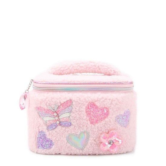 Butterfly, Heart & Daisy Patched Sherpa Glam Bag