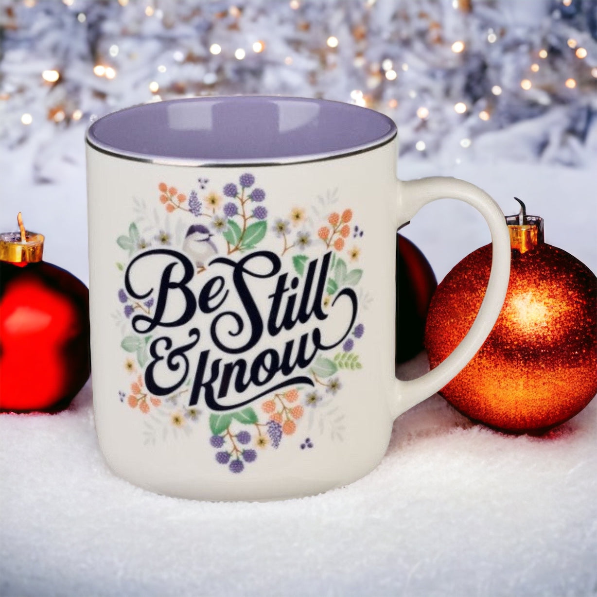 Be Still And Know Purple Ceramic Mug