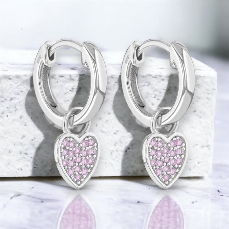 Heart Charm Hoop Earrings