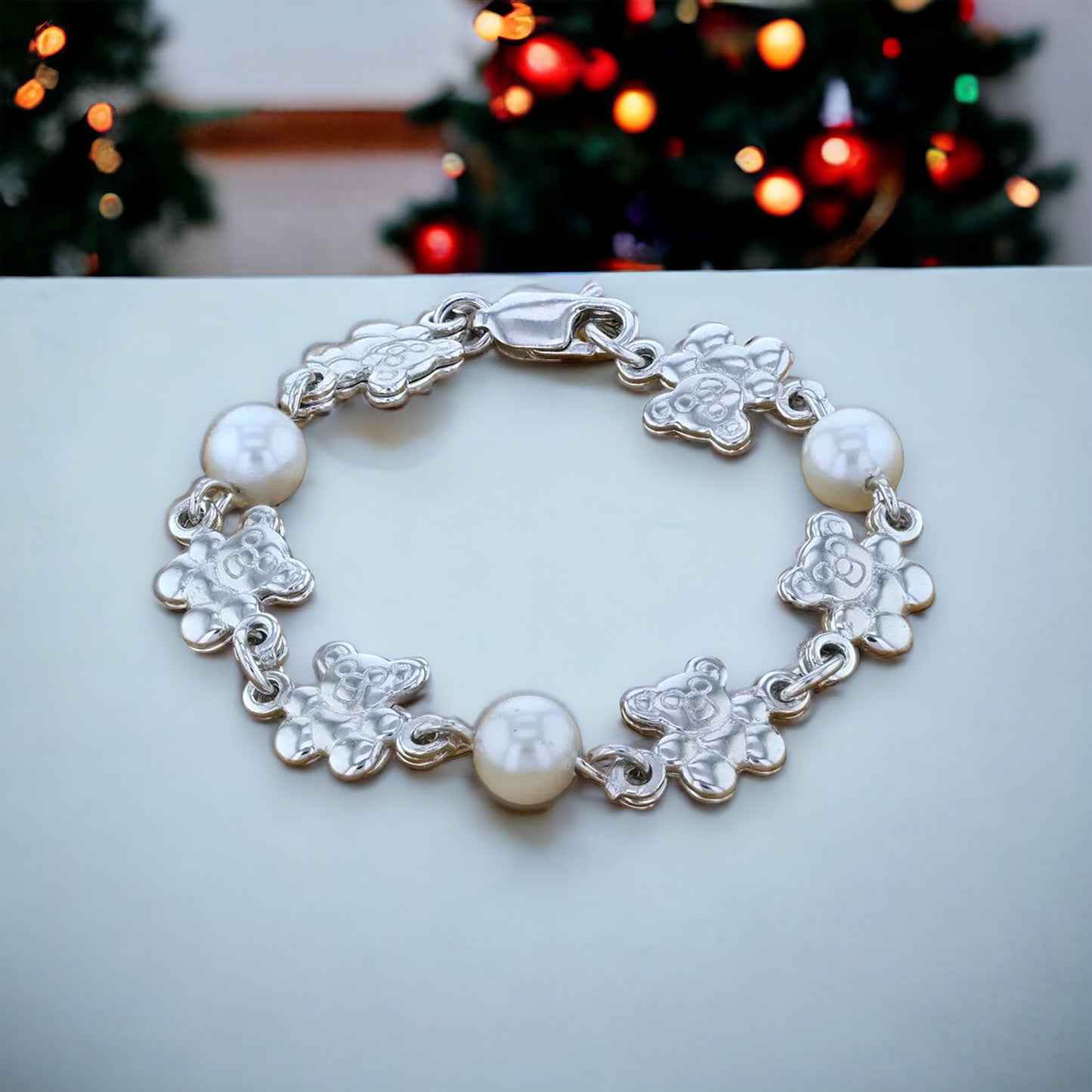 Baby Bear & Pearl Bracelet