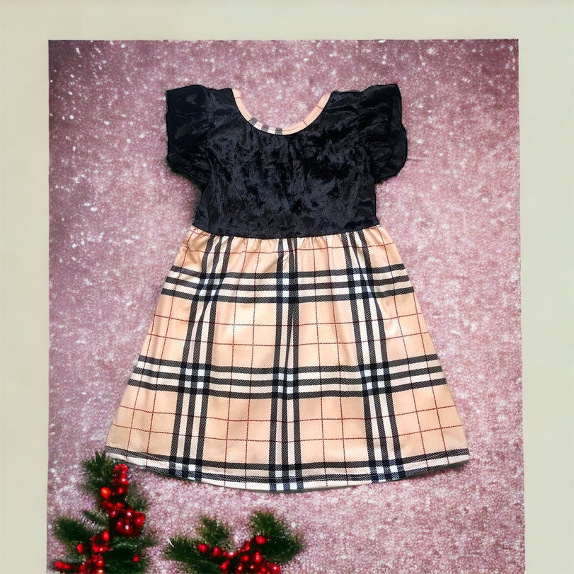 Cream Plaid Holiday Dress