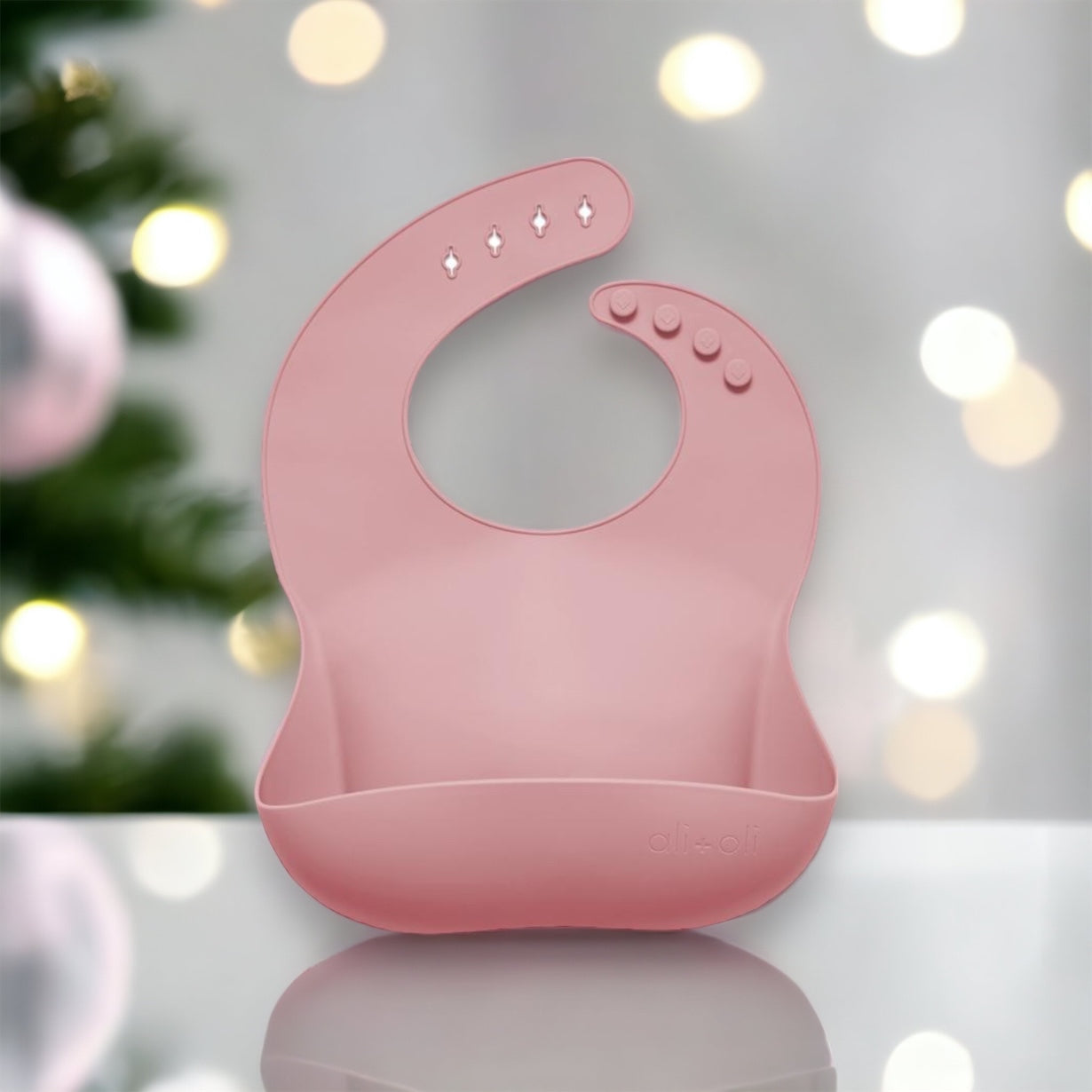 Silicone Roll Up Baby Bib (mauve)