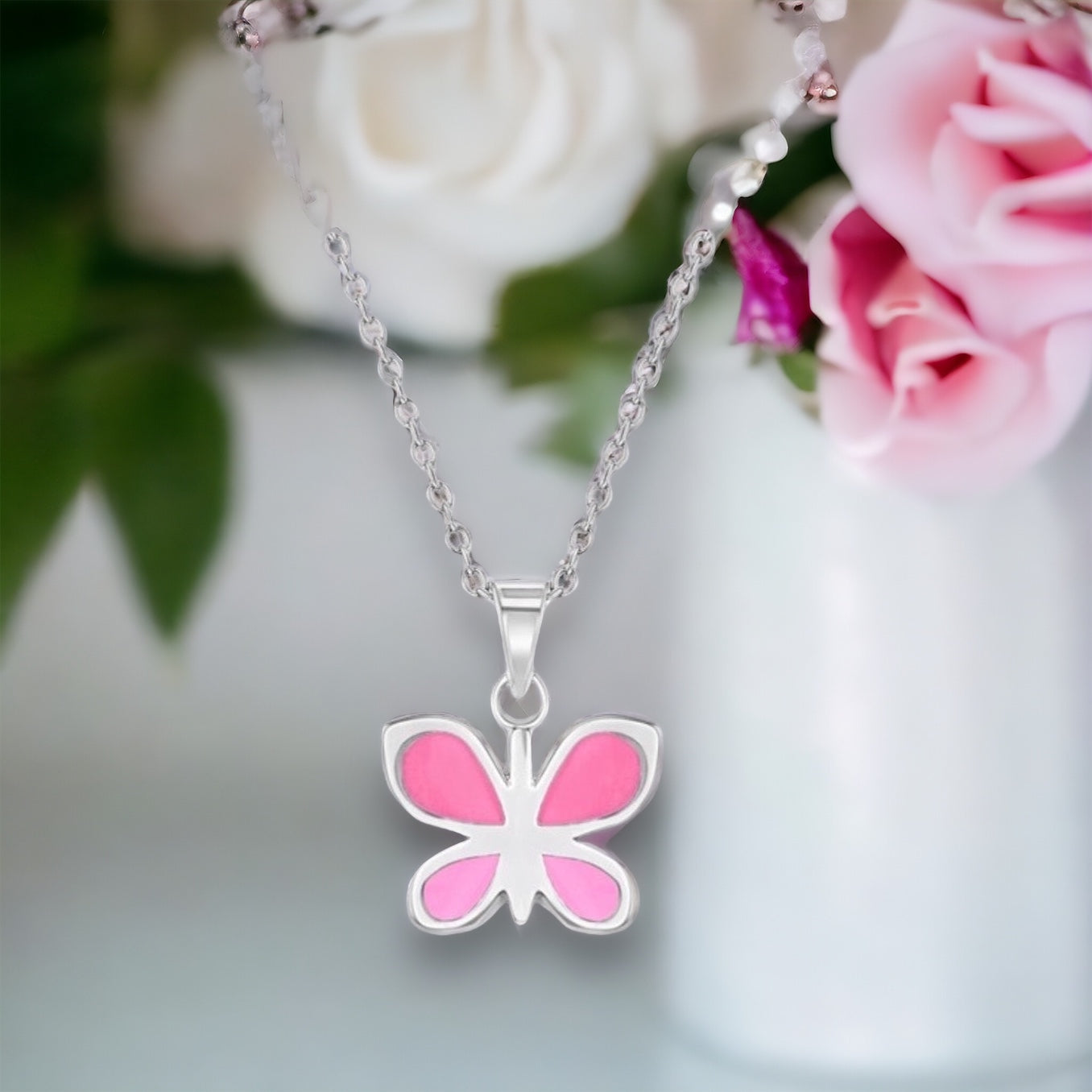 Enamel Butterfly Necklace