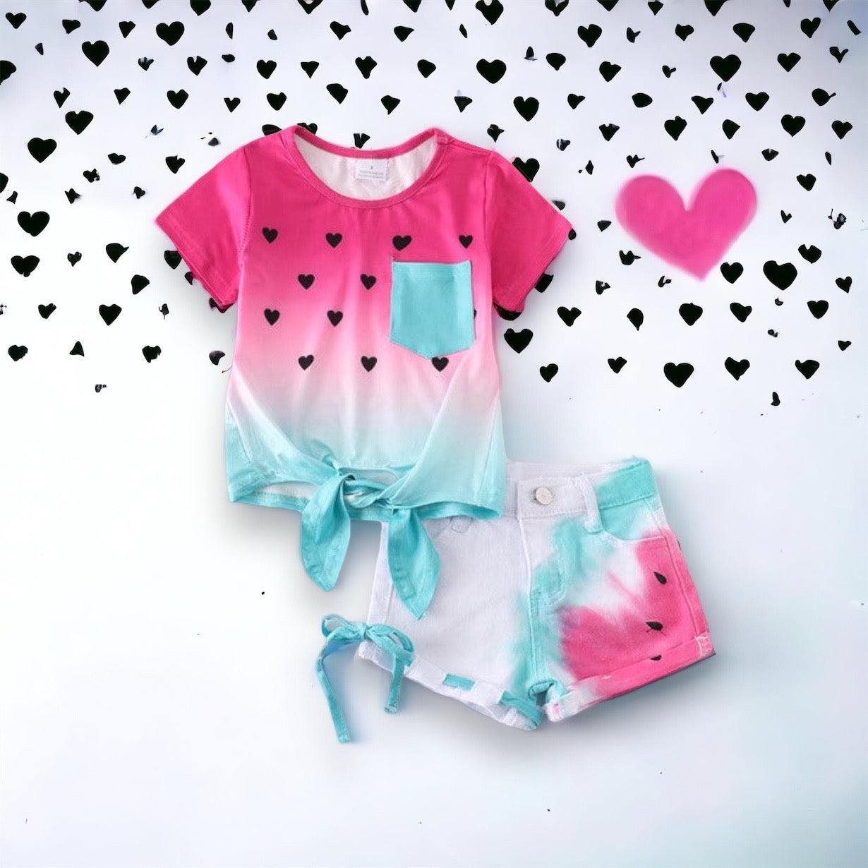 Watermelon Denim Short Set