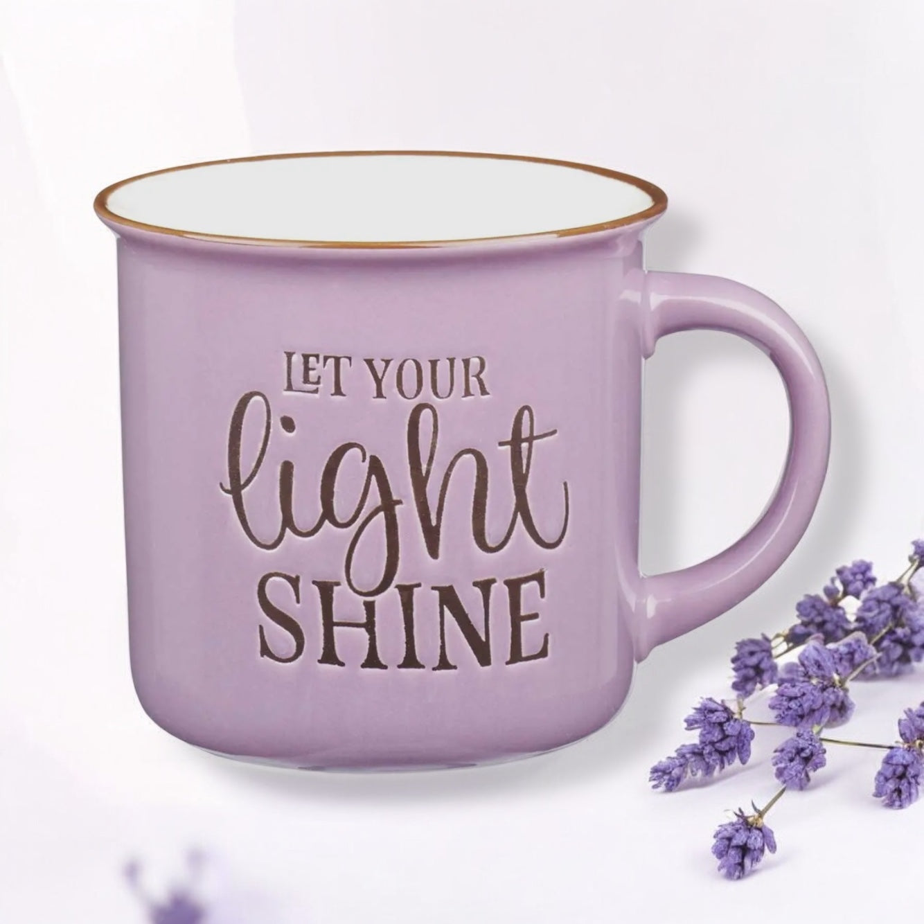 Purple & White Let Your Light Shine Camp Mug ✨New!