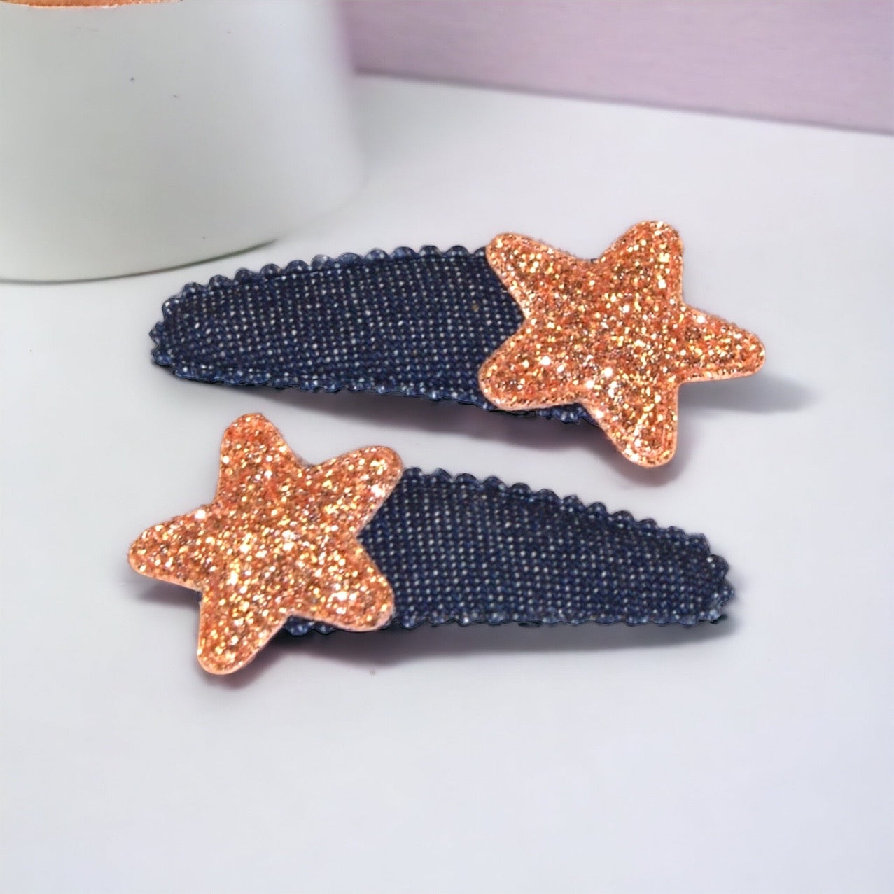 Champagne Glitter & Denim Hair Snap