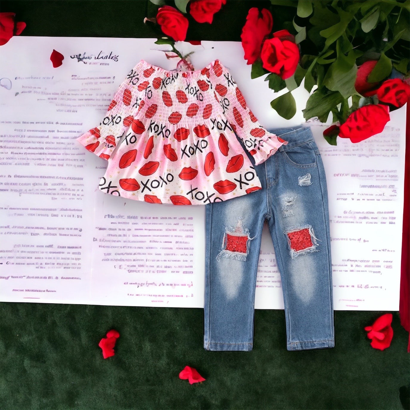 Hugs & Kisses Denim Set