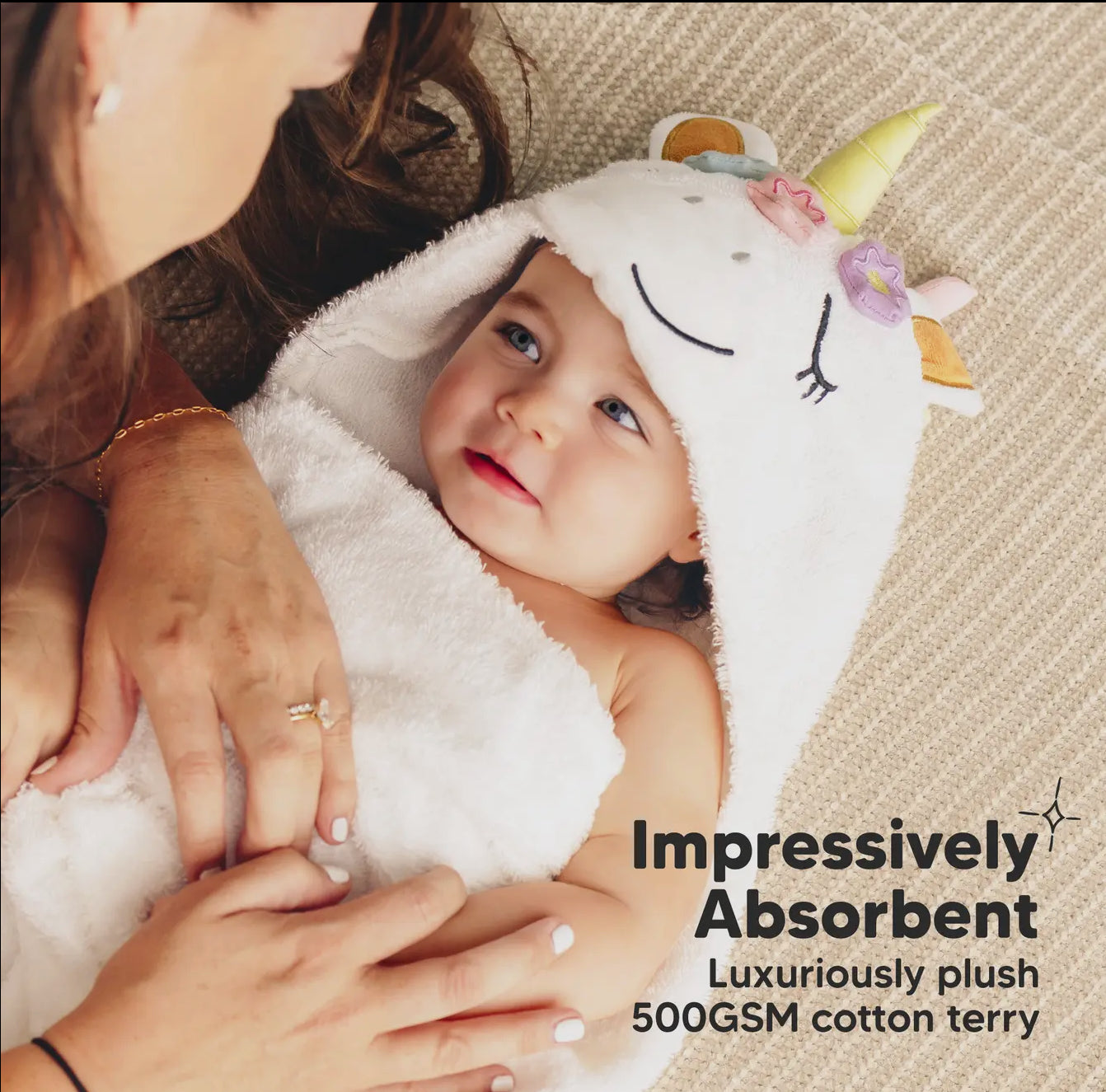 Playpals Hooded Towel for Newborn Unicorn