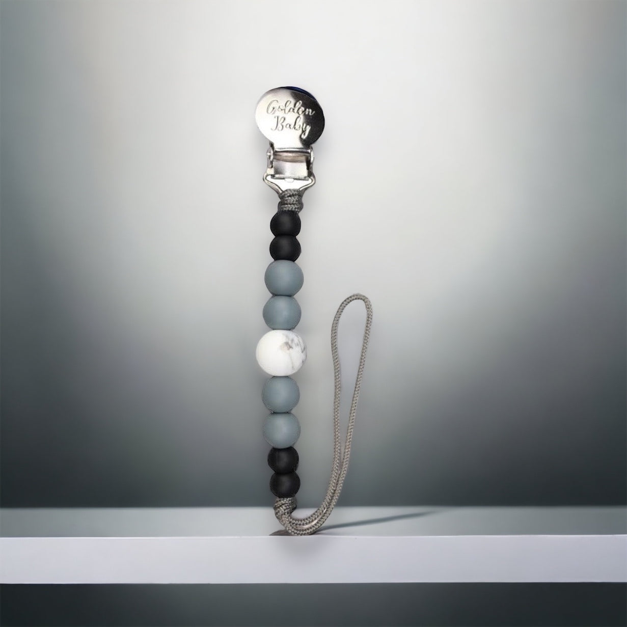 Charcoal Pacifier Clip
