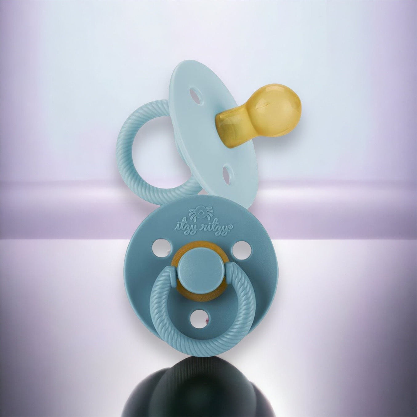 2pk Itzy Soother Natural Rubber Pacifiers (blue) 0-6mo