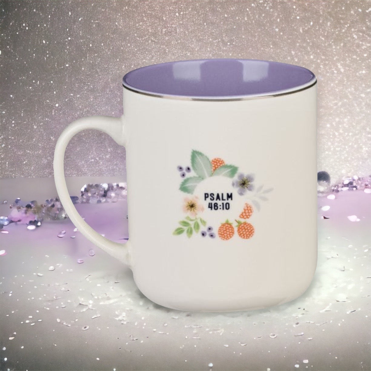 Be Still And Know Purple Ceramic Mug