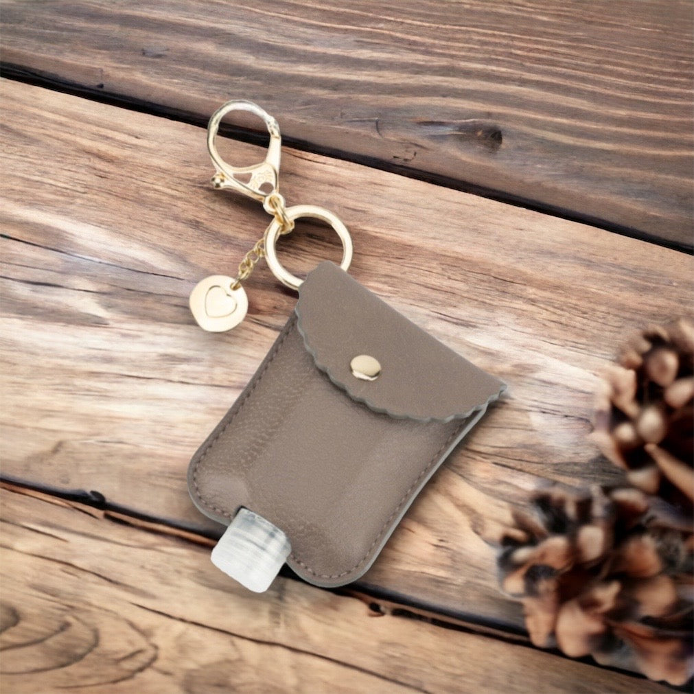 Cute ‘n Clean Hand Sanitizer Keychain (taupe)