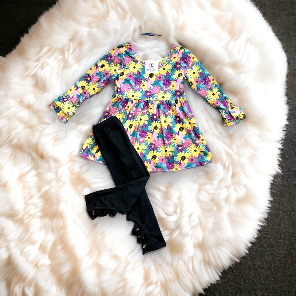 Sunflower & Daisies Lattice Leggings Set