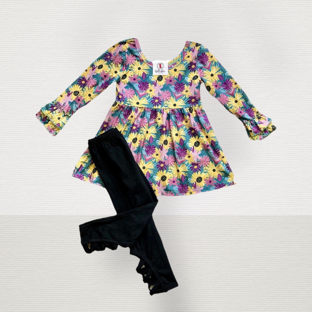 Sunflower & Daisies Lattice Leggings Set