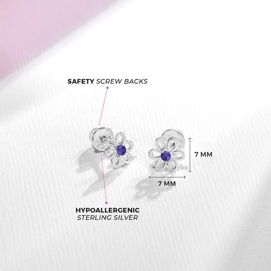 CZ Open Flower Toddler Earrings