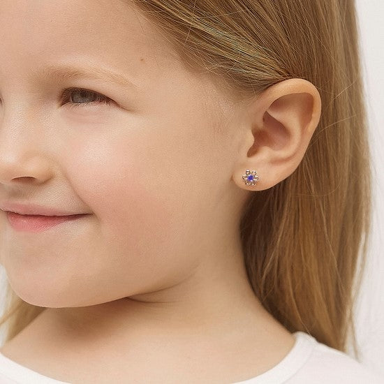 CZ Open Flower Toddler Earrings
