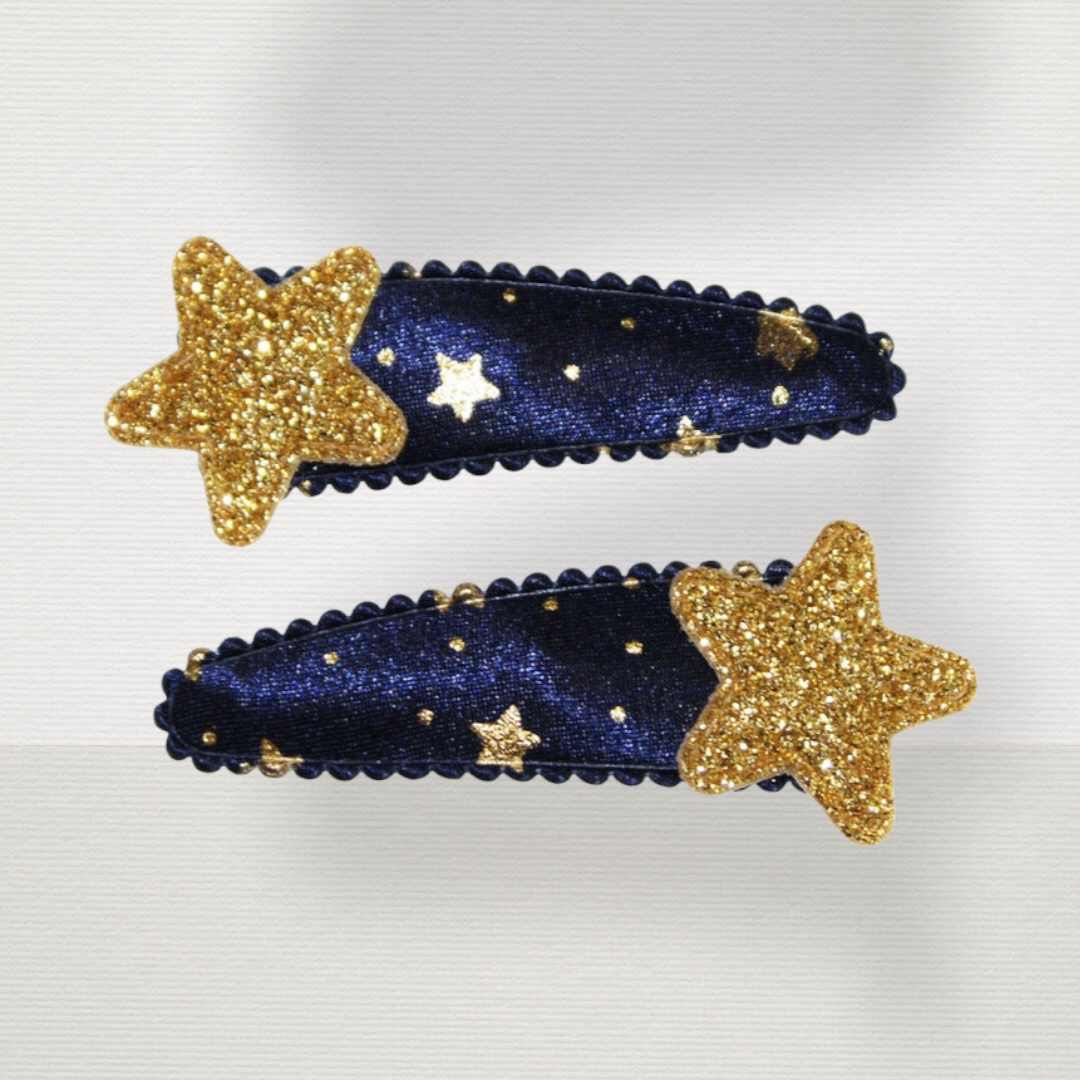 Satin & Glitter Stars Hair Snaps