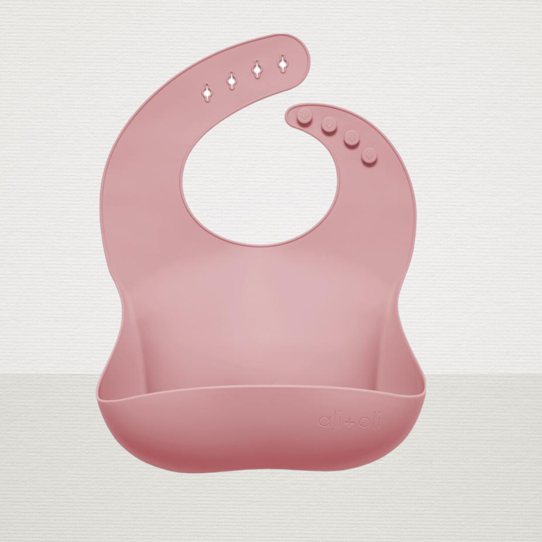 Silicone Roll Up Baby Bib (mauve)
