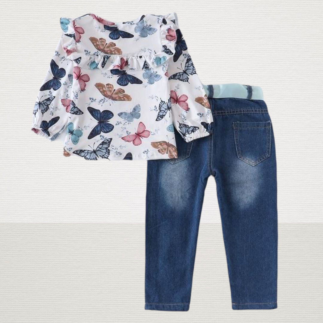 Butterfly Ruffle Denim Set