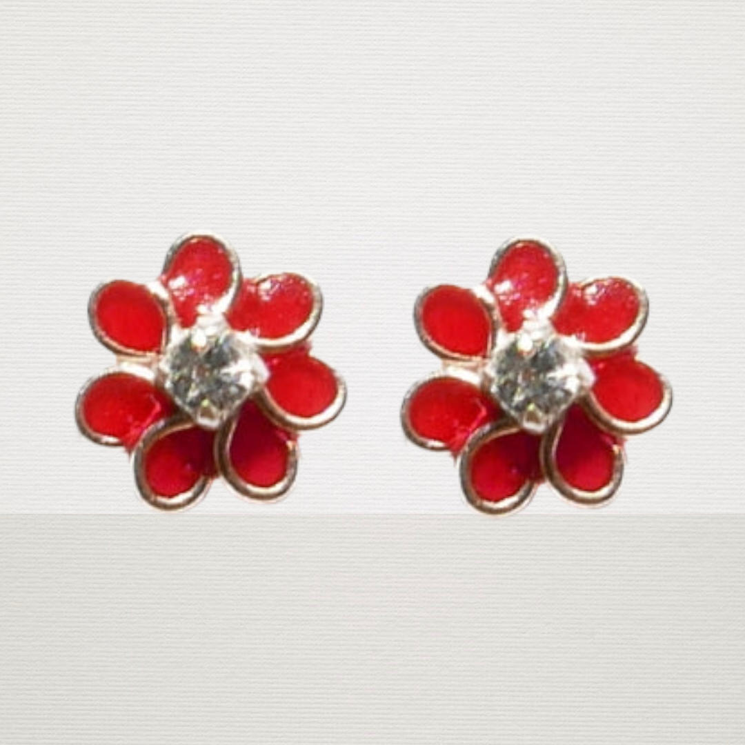Red Daisy Diamanté Earrings