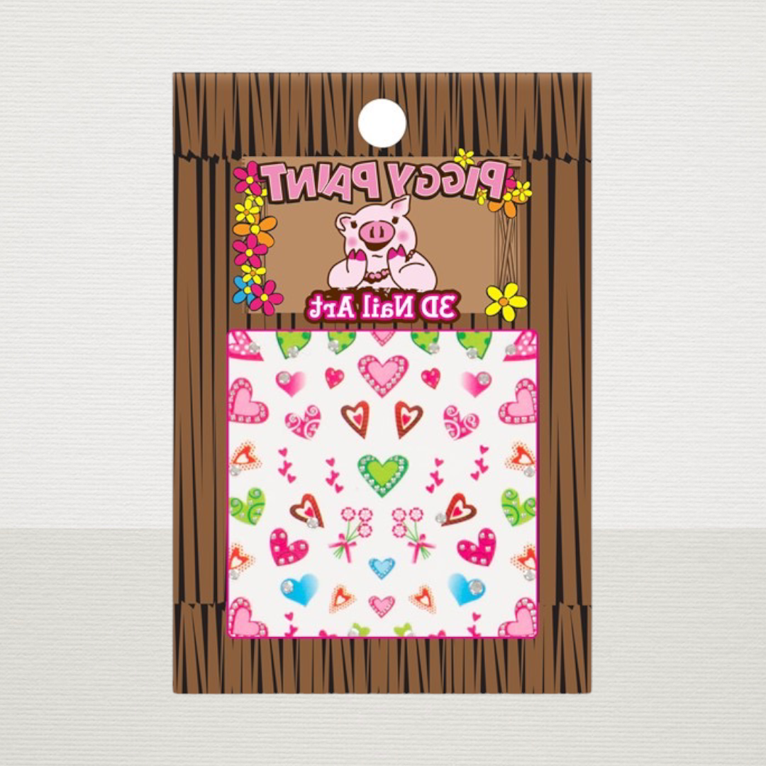 Piggy Paint Heart Nail Art Decals