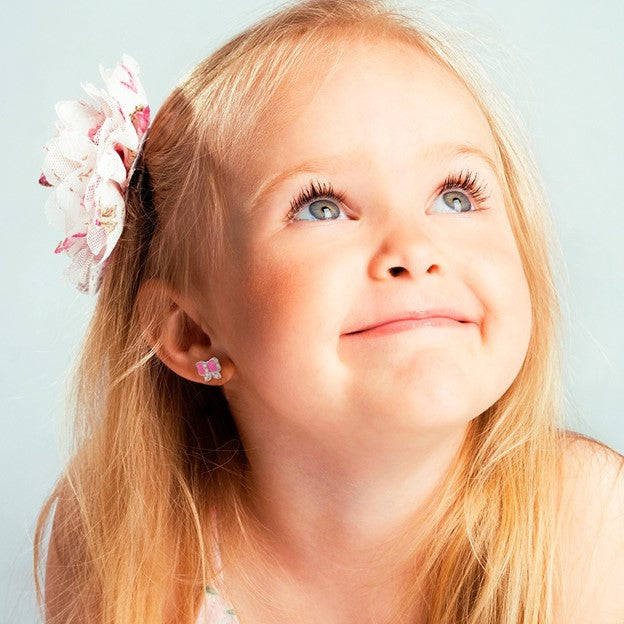 Sterling Silver Pretty in Pink Toddler Earrings